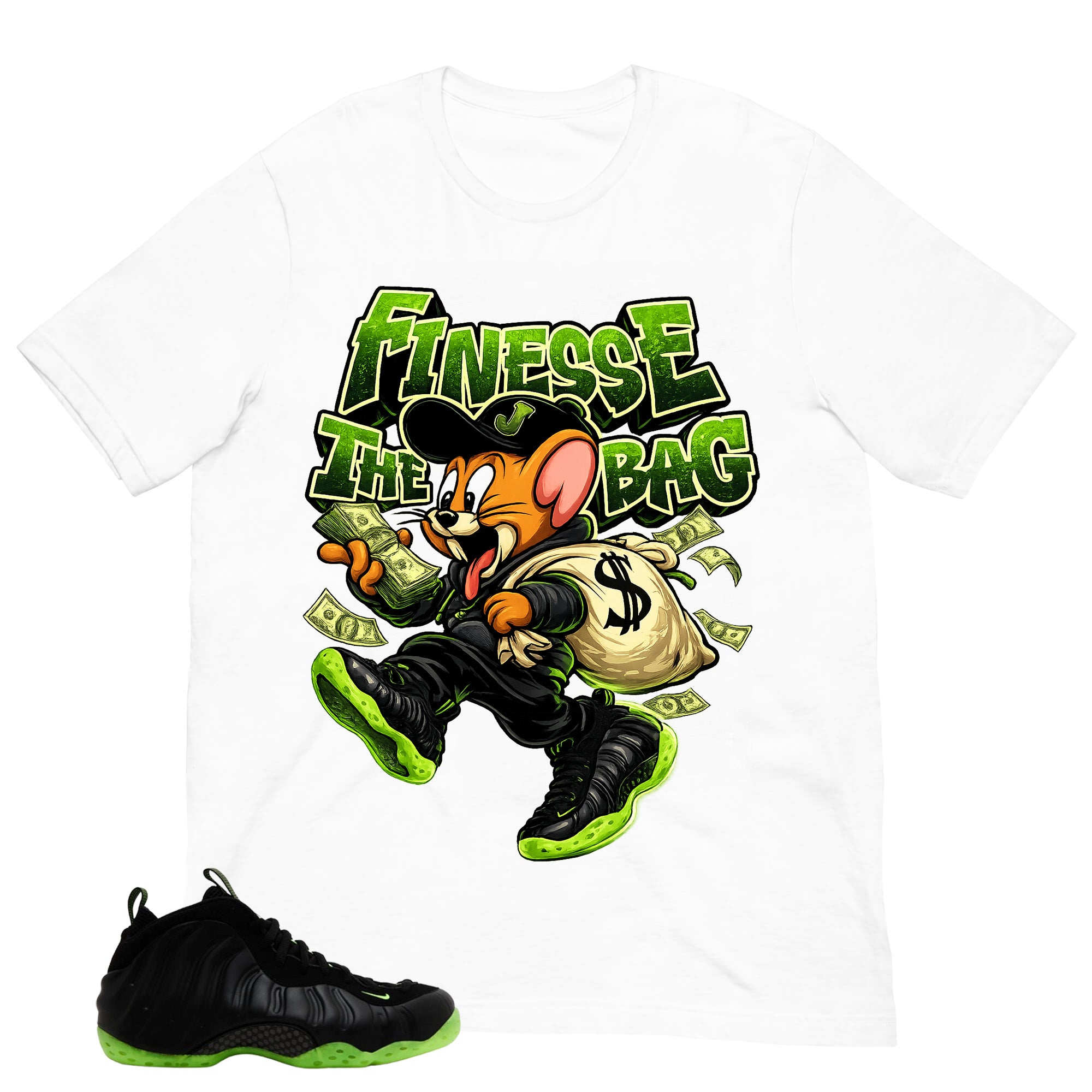 Finesse The Bag Shirt - Match Air Foamposite One Black Volt