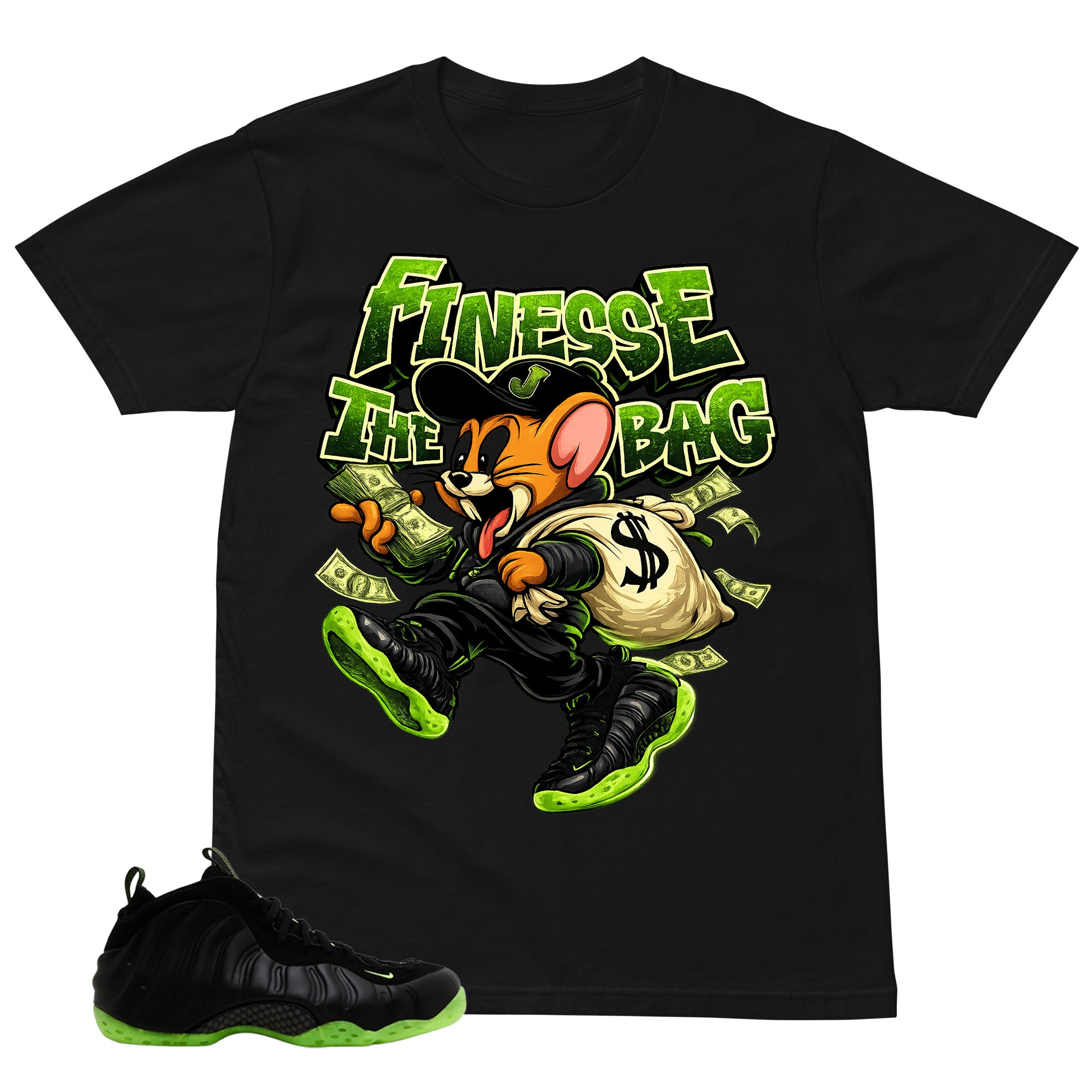 Finesse The Bag Shirt - Match Air Foamposite One Black Volt
