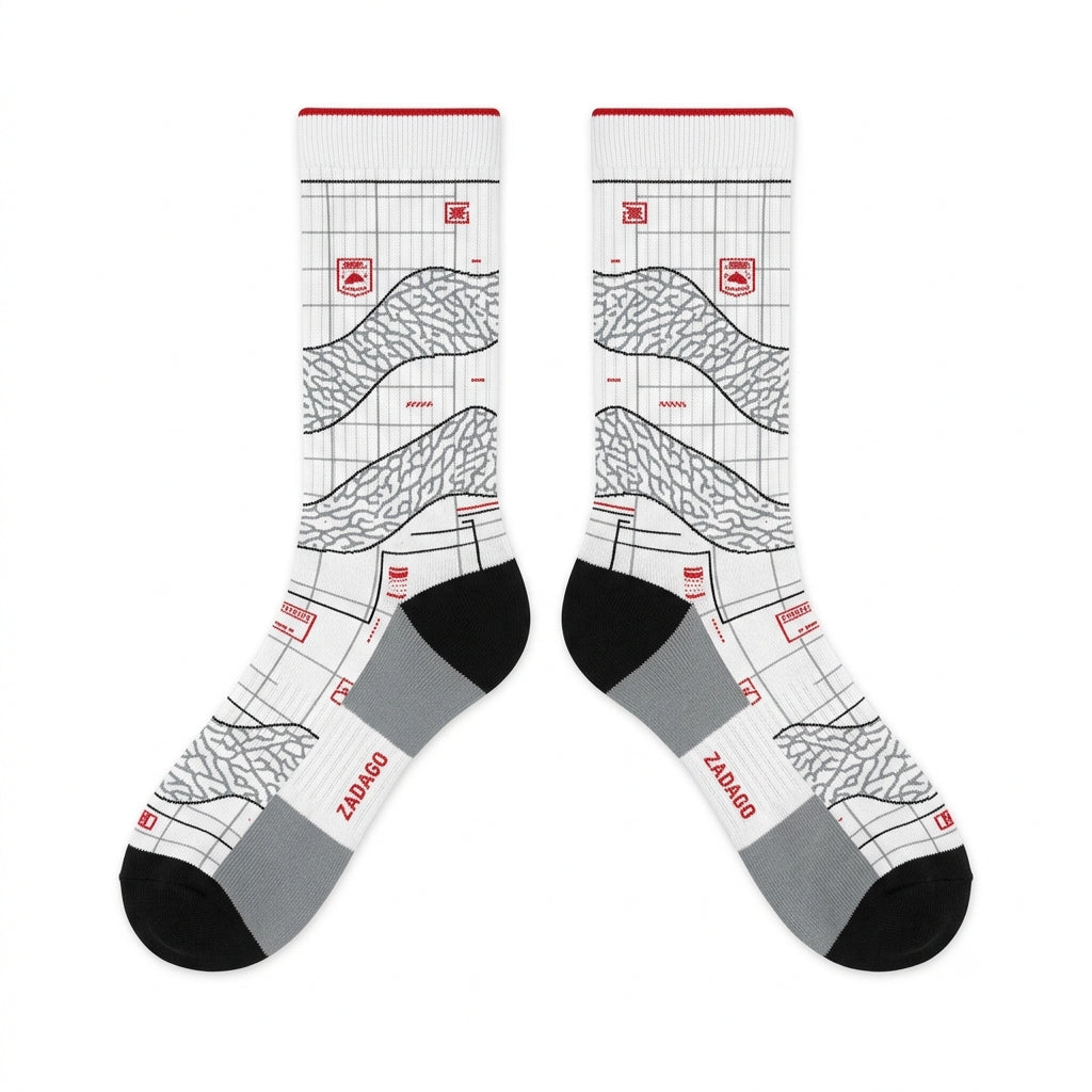 Fire Red 2022 Sneaker Match Socks – Air Jordan 3 Retro Fire Red Inspired Mid-Cut Crew Socks Unisex