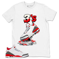 Fire Red 3s Zadago Shirt 3's Dripping Graphic