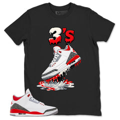 Fire Red 3s Zadago Shirt 3's Dripping Graphic