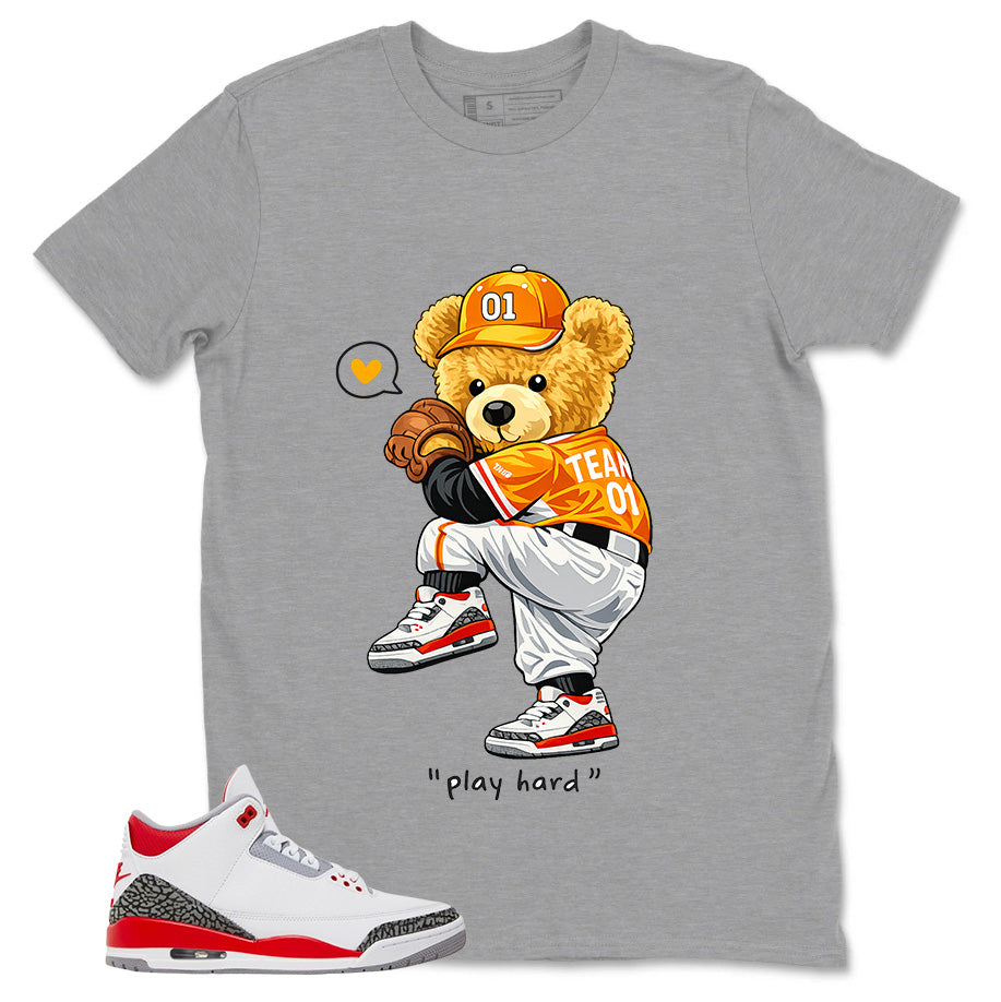 Fire Red 3s Zadago Shirt Play Hard Bear Graphic