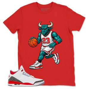 Fire Red 3s Zadago Shirt Raging Bull Graphic