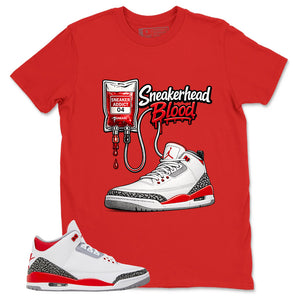 Fire Red 3s Zadago Shirt Sneakerhead Blood Graphic