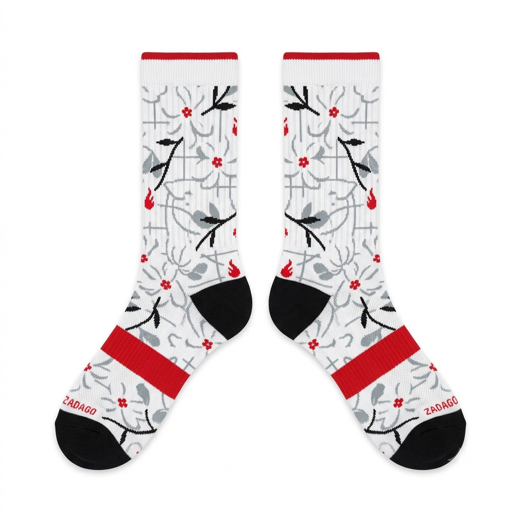 Fire Red Sneaker Match Socks – Air Jordan 4 OG Inspired Mid-Calf Unisex Crew Socks