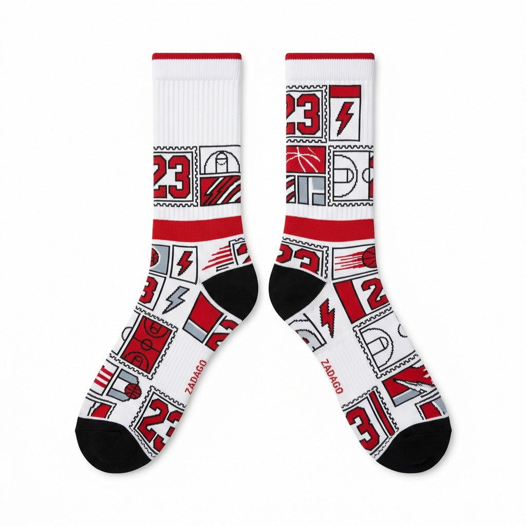Fire Red Socks – Air Jordan 5 Inspired Mid-Calf Unisex Crew Socks