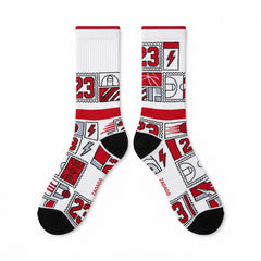 Fire Red Socks – Air Jordan 5 Inspired Mid-Calf Unisex Crew Socks