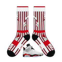 Fire Red Socks – Air Jordan 6 Retro Inspired Mid-Calf Unisex Crew Socks