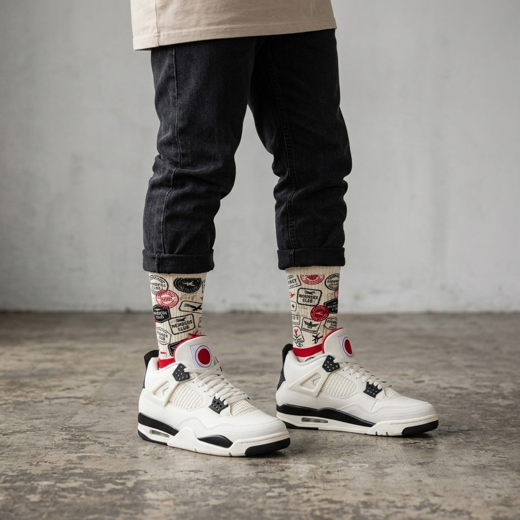 Flight Club Sneaker Match Socks – Air Jordan 4 Inspired Mid-Calf Unisex Crew Socks