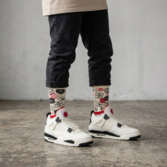 Flight Club Sneaker Match Socks – Air Jordan 4 Inspired Mid-Calf Unisex Crew Socks