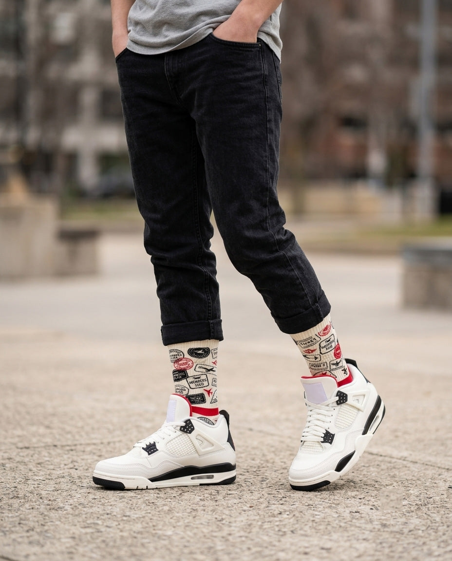 Flight Club Sneaker Match Socks – Air Jordan 4 Inspired Mid-Calf Unisex Crew Socks