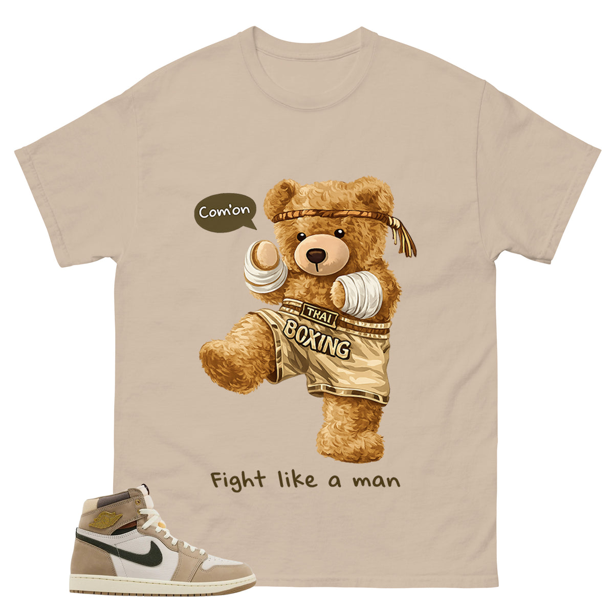 Flight Like A Man Shirt - Match Cream Wmns Air Jordan 1 Khaki