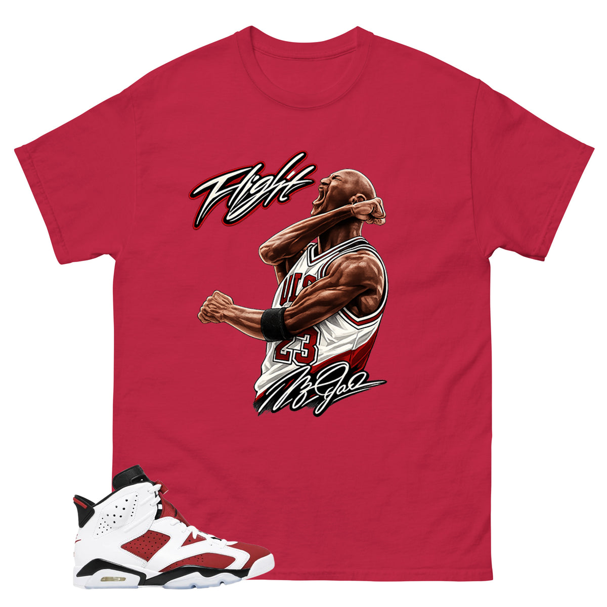 Flight Victory MJ Shirt - Match White Air Jordan 6 Carmine