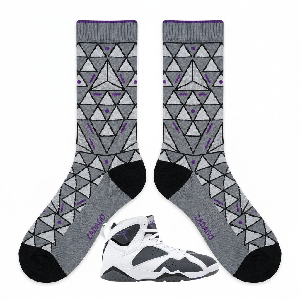 Flint 2021 Sneaker Match Socks – Air Jordan 7 Retro Flint Inspired Mid-Calf Crew Socks Unisex