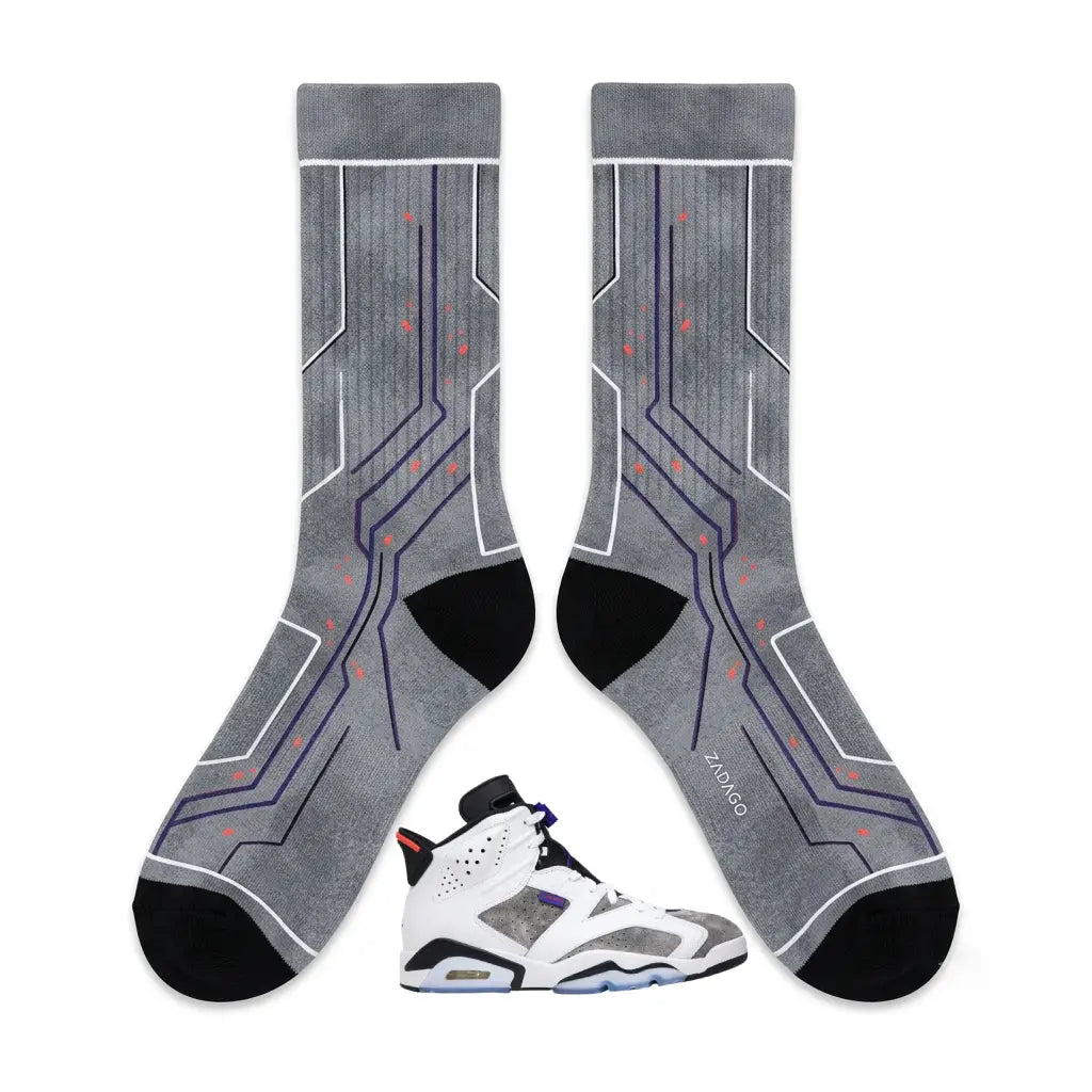 Flint Sneaker Match Socks – Air Jordan 6 Retro LTR Inspired Mid-Calf Crew Socks