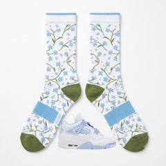 Forget Me Not Socks – Women’s Retro 4 Inspired Mid-Calf Unisex Crew Socks