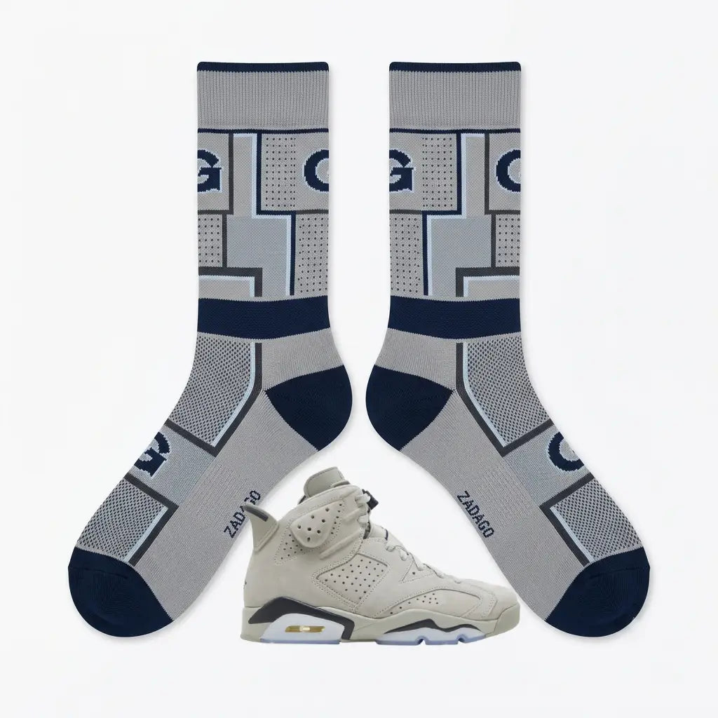 Georgetown Socks – Air Jordan 6 Retro Georgetown Inspired Mid-Calf Unisex Crew Socks
