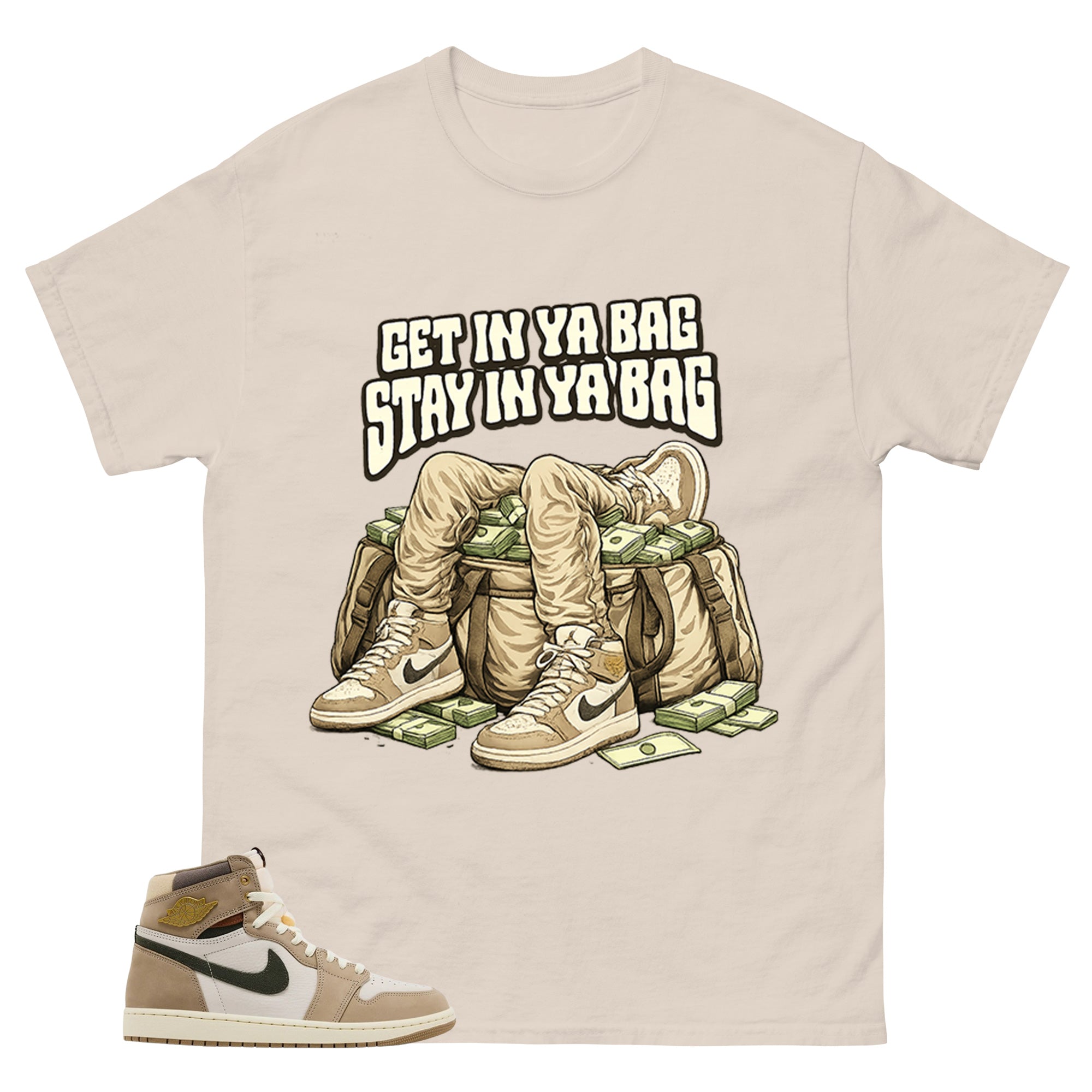 Get In Ya Bag Shirt - Match Cream Wmns Air Jordan 1 Khaki