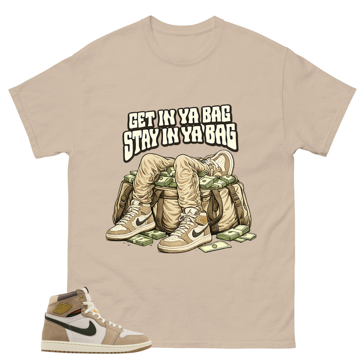 Get In Ya Bag Shirt - Match Cream Wmns Air Jordan 1 Khaki