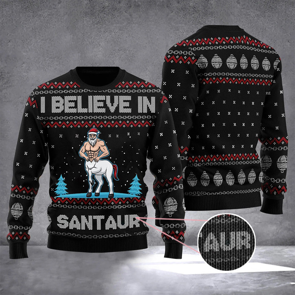 Santaur Sweater I Believe In Santaur Ugly Christmas Sweater Gifts For Cousin - Zadago