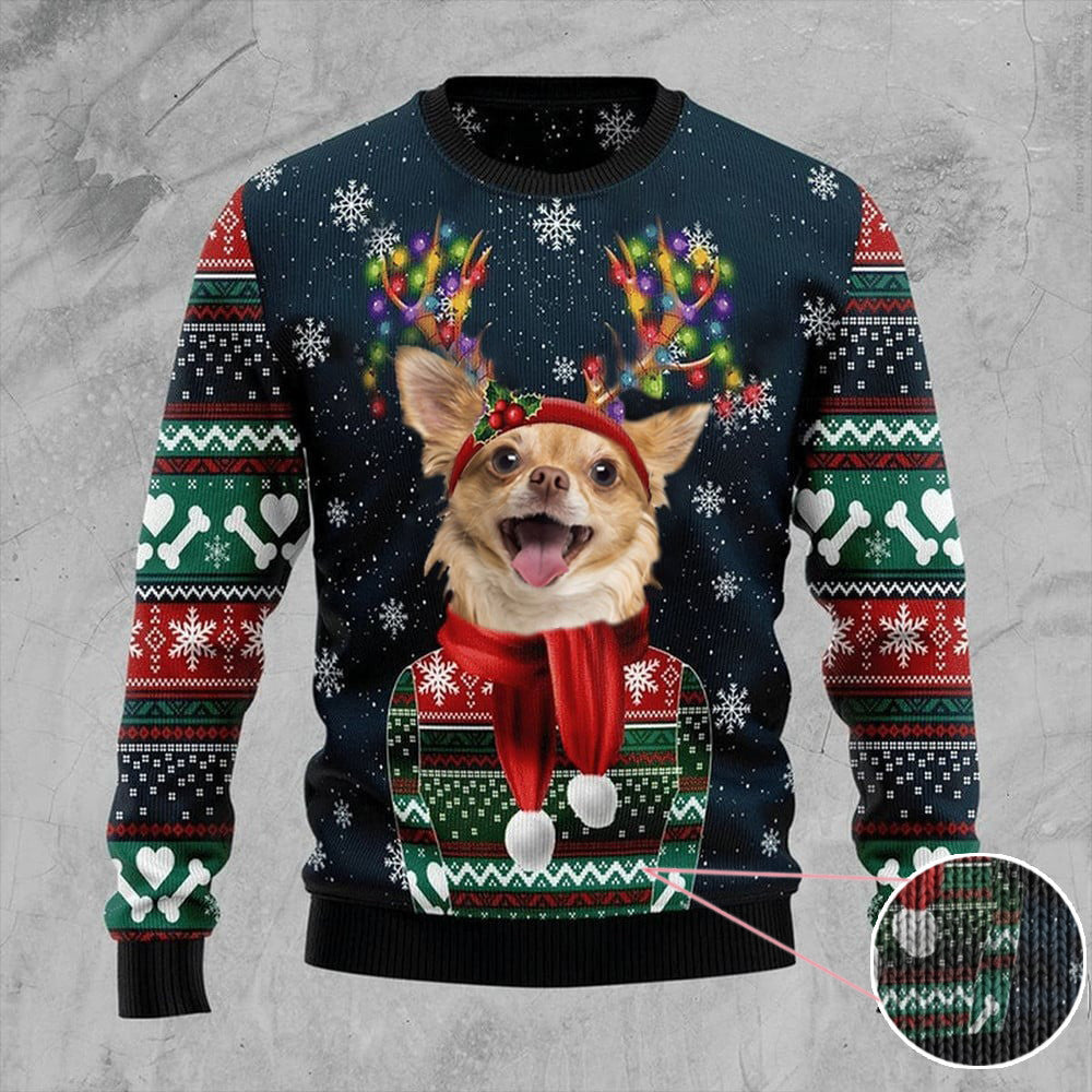 Chihuahua Christmas Ugly Sweater Cute Dog Graphic Christmas Gift Ideas For Dog Lovers - Zadago