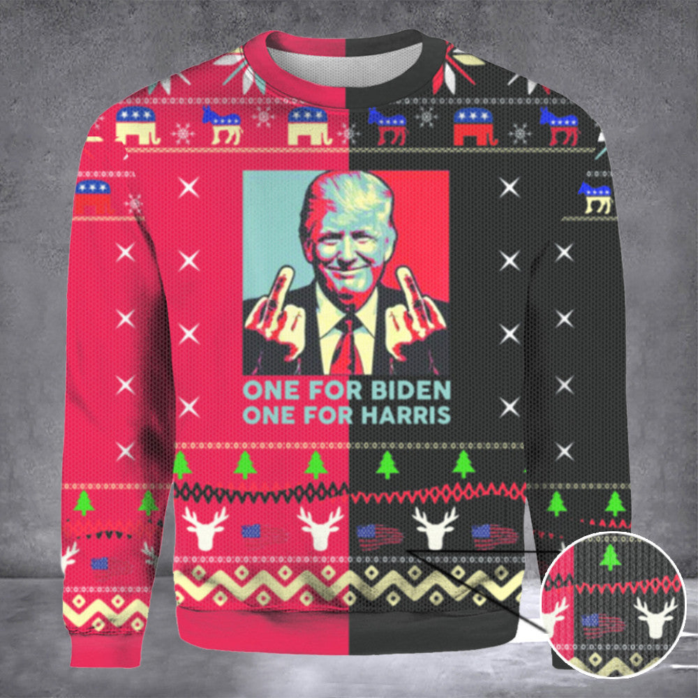 One For Biden One For Harris Ugly Christmas Sweater Presidential Election 2026 Merch - Zadago