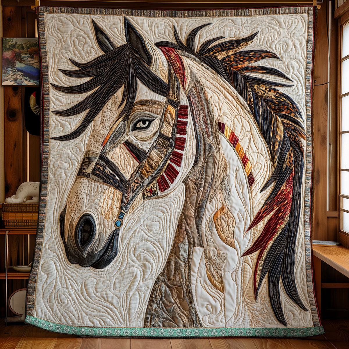 Horse White WX0212027CL Quilt
