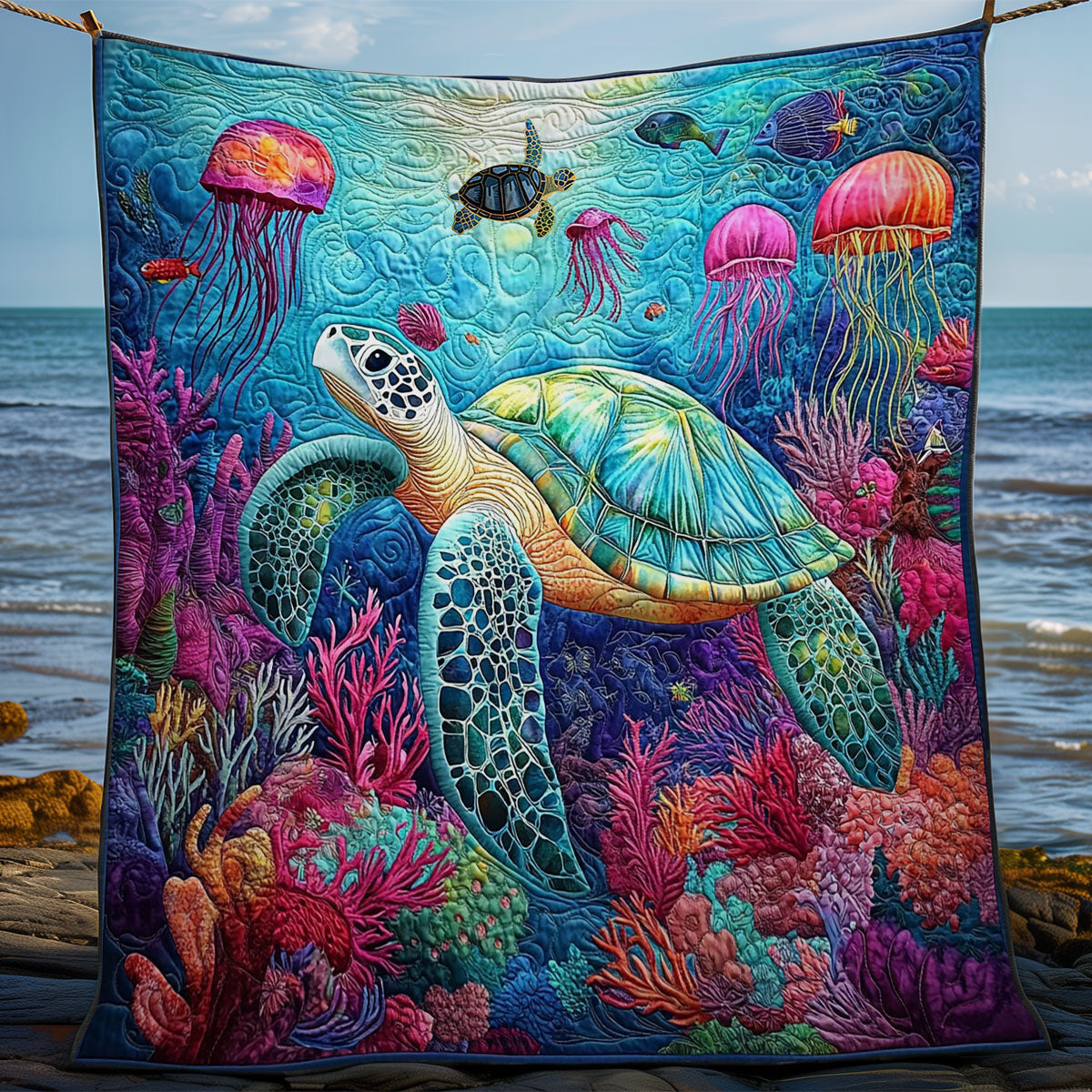 Turtle Ocean Life WY2811021CL Quilt