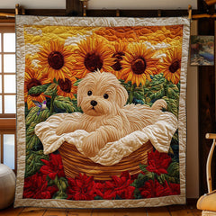 Sunflower Puppy WY0312060CL Quilt