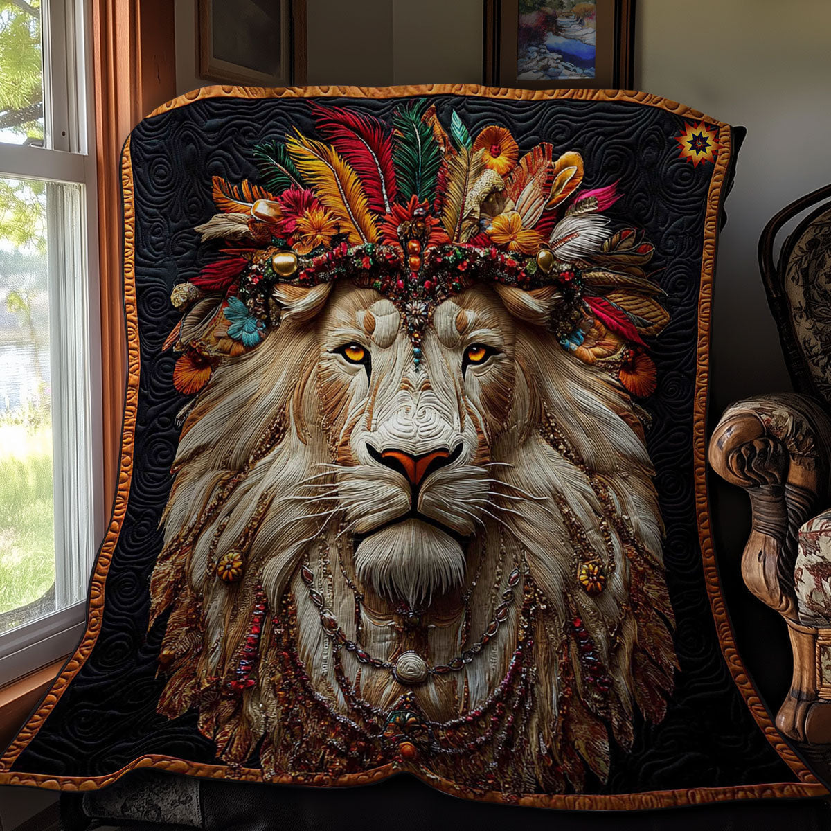 Native American Lion WY2811025CL Quilt