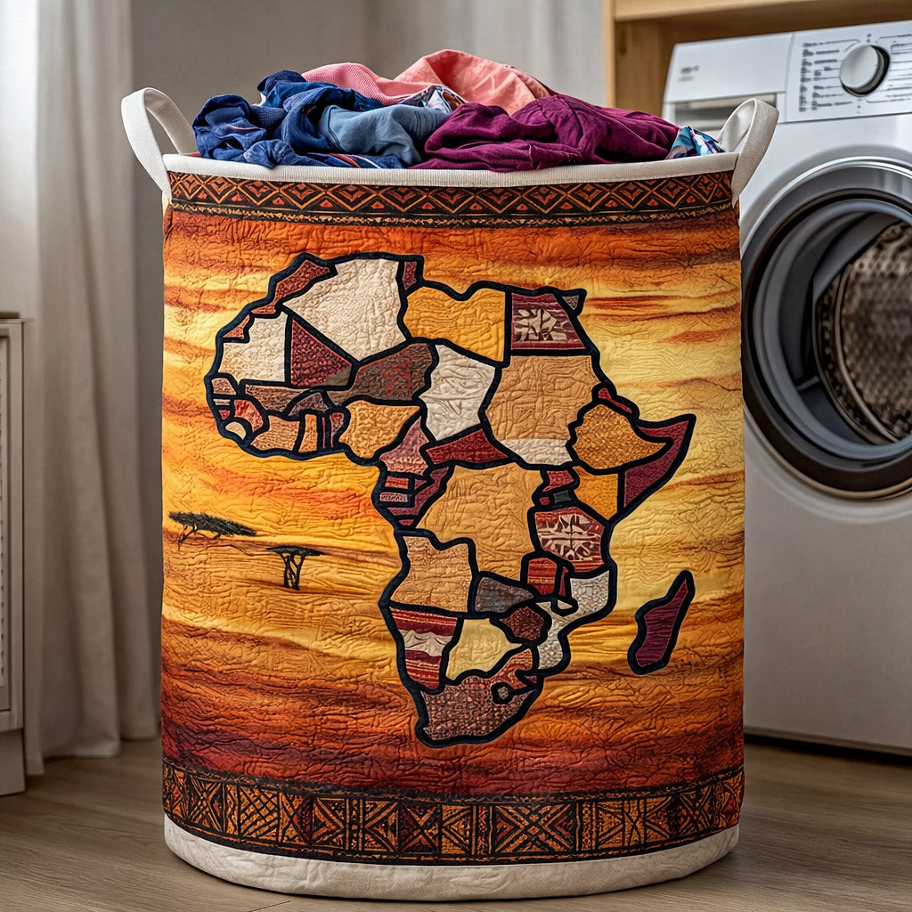 African Sunset Quilted Laundry Basket Africa Map Laundry Hamper Pretty Room Decor For Her