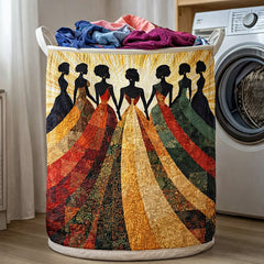 African Women Quilted Laundry Basket African American Clothes Hamper Unique Gift