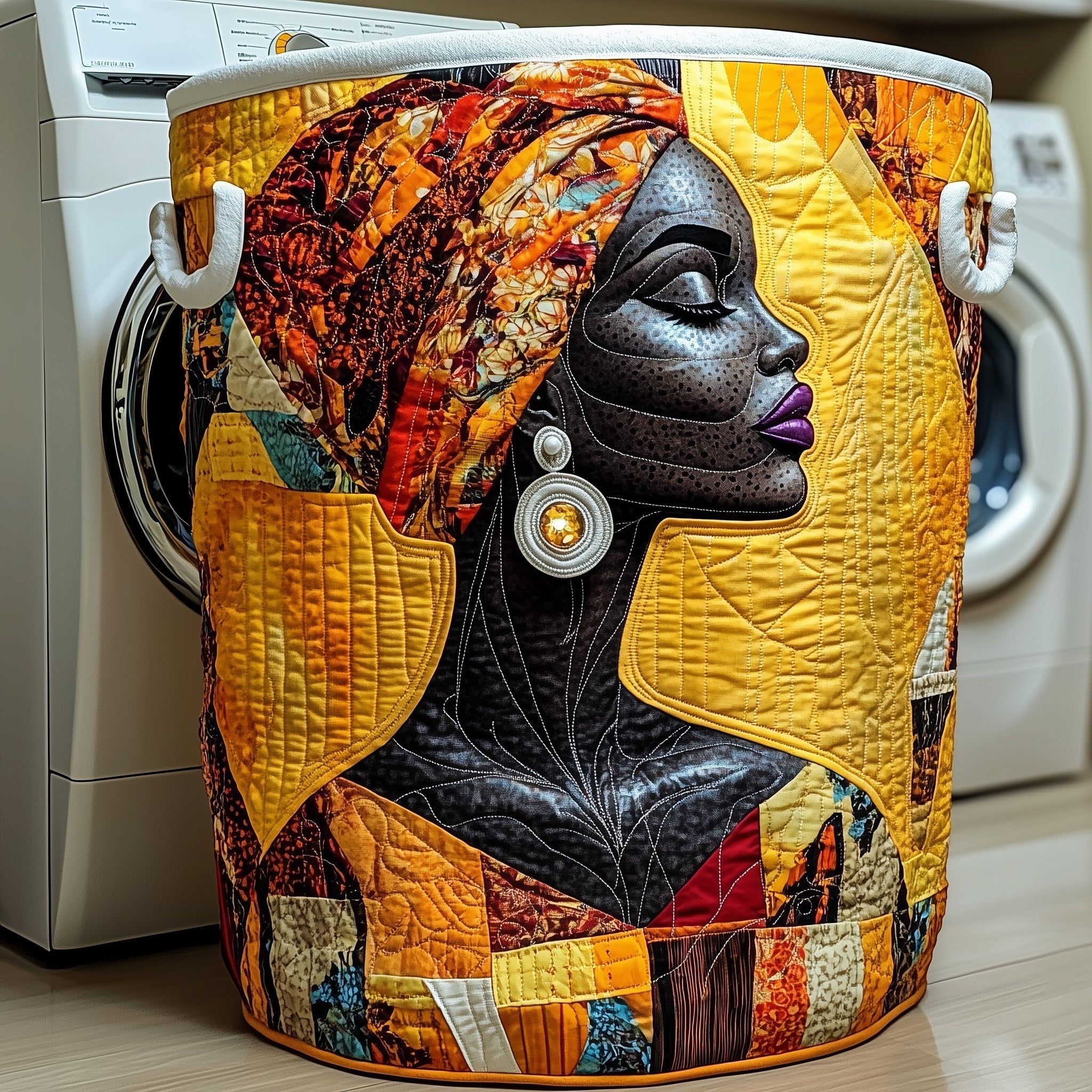 African Queen Quilted Laundry Basket Queen Portrait Laundry Bin Best Decor Gift