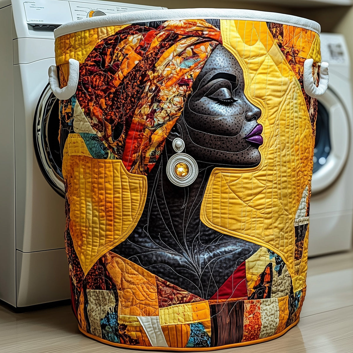 African Queen Quilted Laundry Basket Queen Portrait Laundry Bin Best Decor Gift