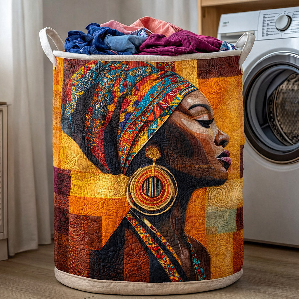 African Queen Quilted Laundry Basket Queen Portrait Hamper Unique Housewarming Gift Ideas