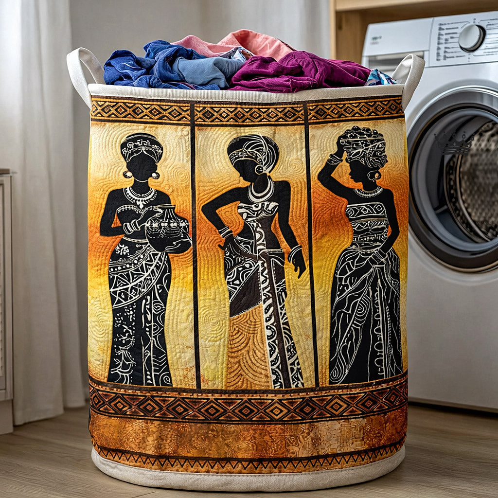 African Women Quilted Laundry Basket Tribal Women Clothes Hamper Cute Gift