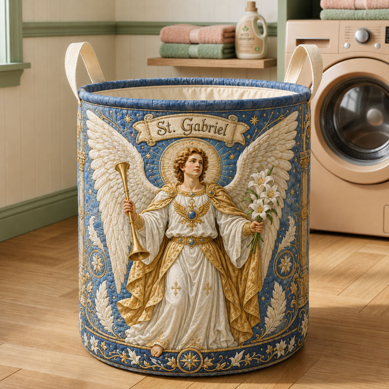 Angel Gabriel Quilted Laundry Basket Angel Gabriel Storage Basket New Gift