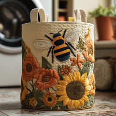 Bee Garden Quilted Laundry Basket Bee Lover Hamper Aesthetic Room Decor Gifts For Sister