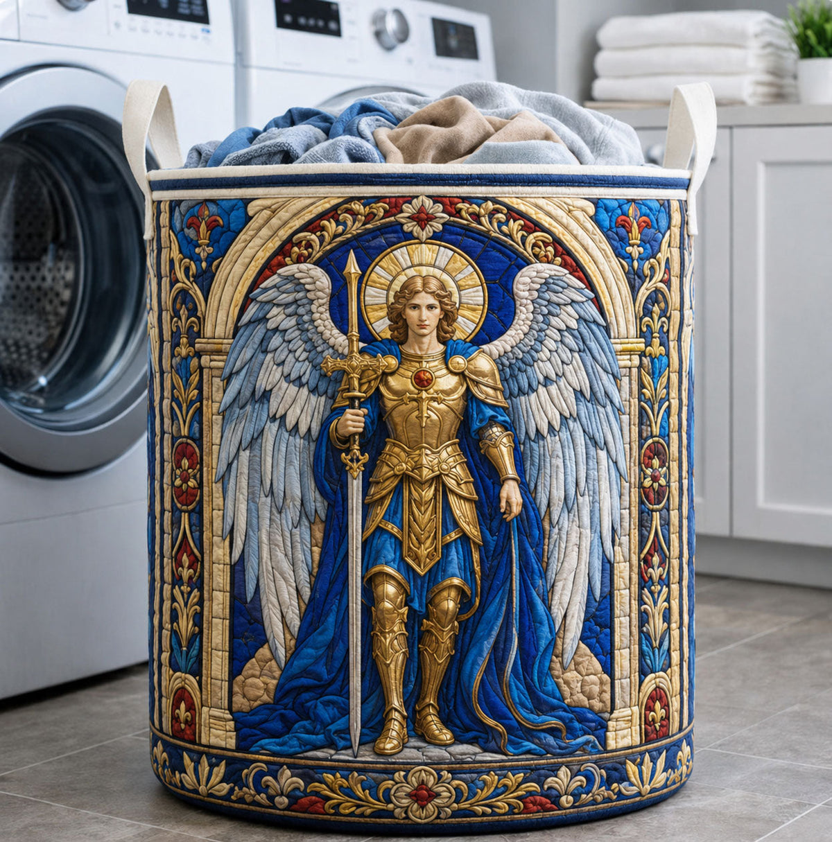 Archangel Michael Quilted Laundry Basket Saint Michael Laundry Bin New Gift