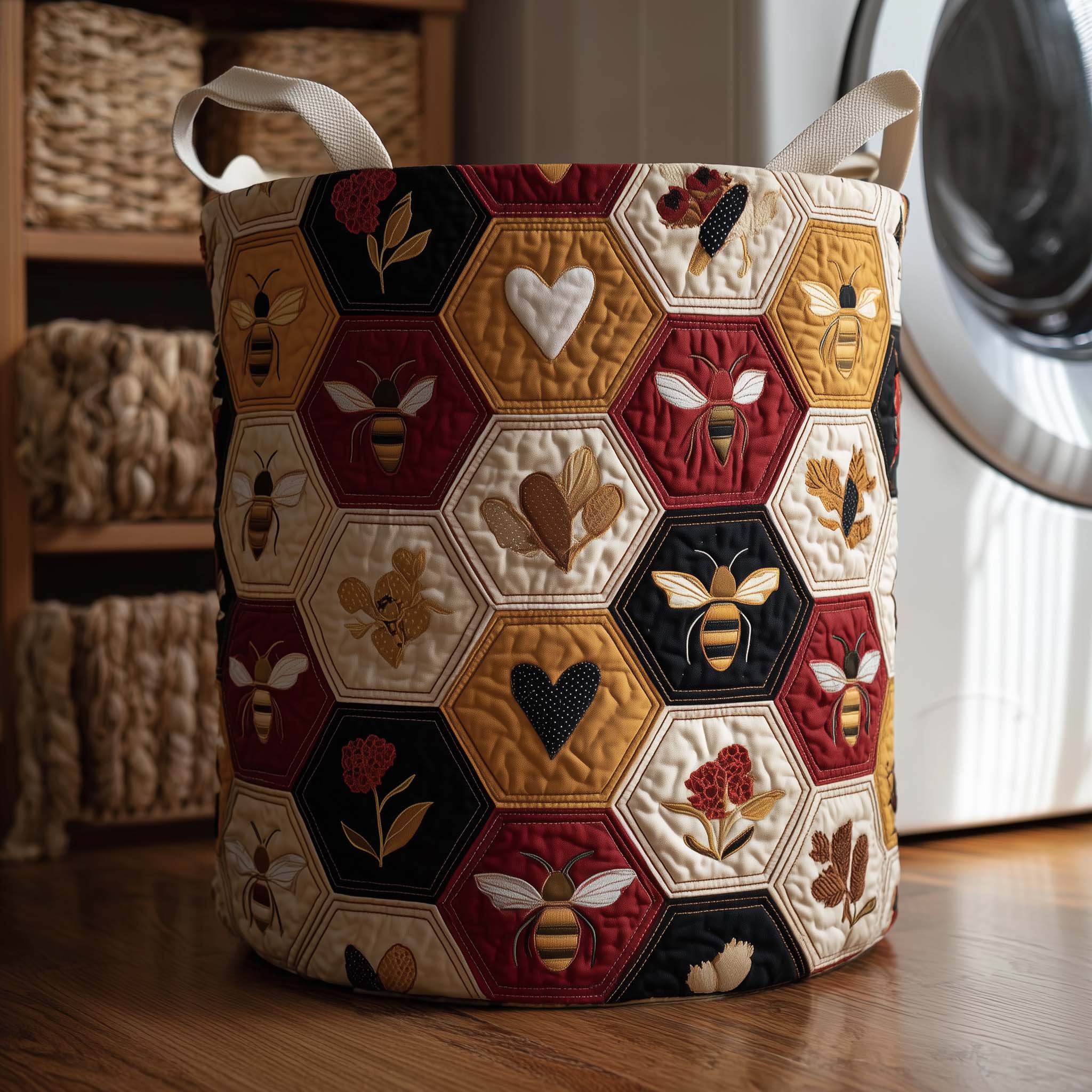 Bee Garden Quilted Laundry Basket Bee Lover Laundry Bin Best Home Decor Gifts For Mom