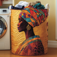 African Queen Quilted Laundry Basket Queen Portrait Clothes Hamper Gifts For Home Lovers
