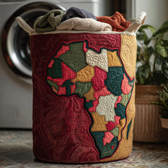 African Continent Quilt Quilted Laundry Basket Africa Map Laundry Bin Cozy Gift