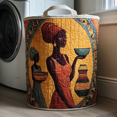 African Women Gathering Quilted Laundry Basket African Women Bowls Laundry Bin Cute Room Decor