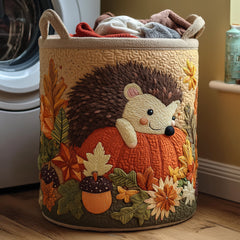 Autumn Hedgehog Quilted Laundry Basket Hedgehog Lover Hamper Cute Room Decor Finds
