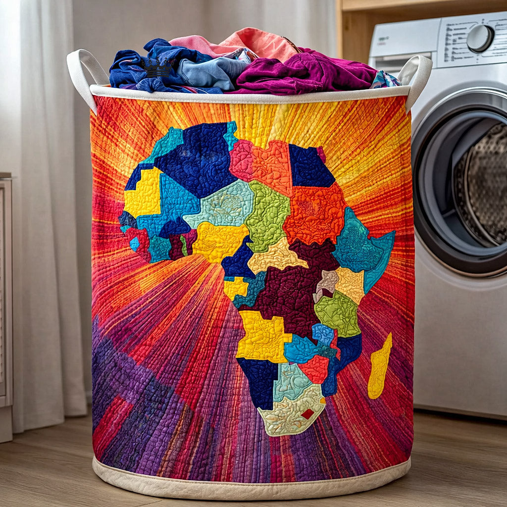African Continent Quilt Quilted Laundry Basket Africa Map Clothes Hamper Top Gift