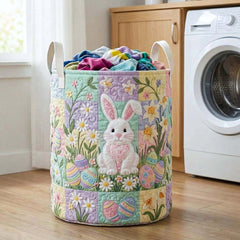 Easter Bunny Garden Quilted Laundry Basket Bunny Easter Eggs Clothes Hamper Home Gift