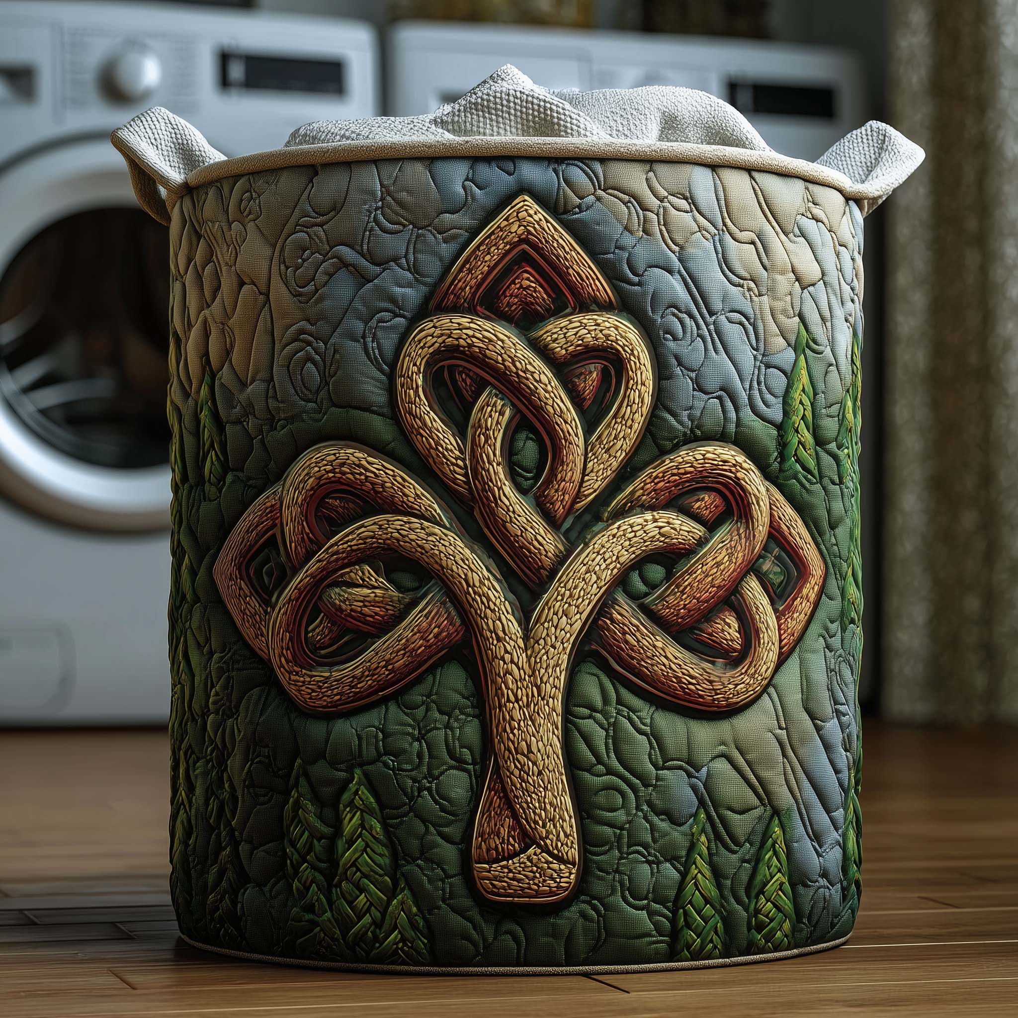 Celtic Knot Tree Of Life Quilted Laundry Basket Celtic Knot Shamrocks Storage Basket Gift Ideas