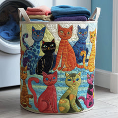 Colorful Cats Quilted Laundry Basket Cat Lover Storage Basket New Gift