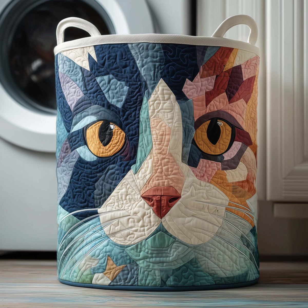 Cat Face Quilted Laundry Basket Cat Lover Laundry Hamper Thoughtful Home Gifts For Mom