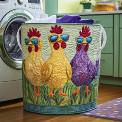 Cool Chicken Crew Quilted Laundry Basket Chicken Lover Storage Basket Gifts For Home Lovers